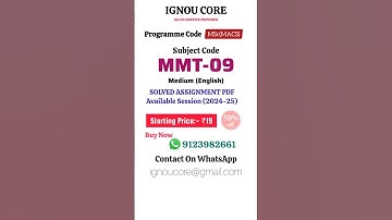 MMT 09 Solved Assignment PDF 2024-25 in English, MASC program MMT-09 Solved assignments