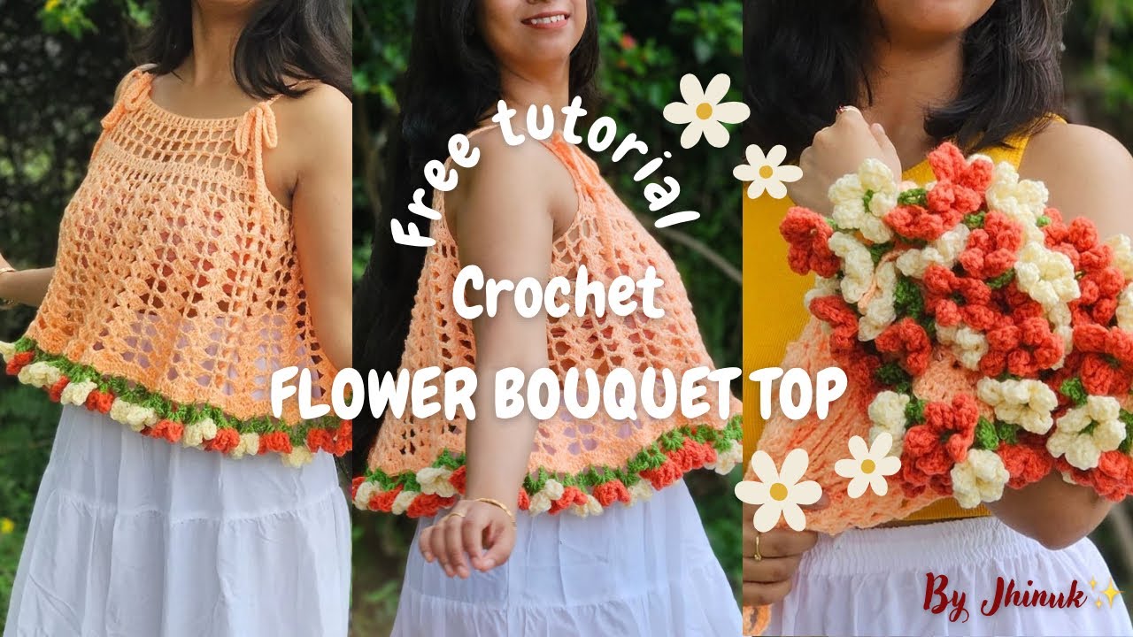 How To Crochet The Viral Flower Bouquet Top 🌸 | Beginner-friendly Step-by-step Tutorial