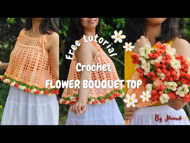 How To Crochet The Viral Flower Bouquet Top 🌸 | Beginner-friendly