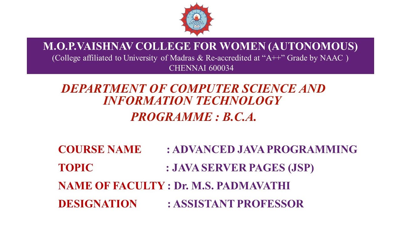 Java Server Pages JSP - Dr M S Padmavathi - YouTube