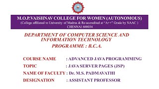 Java Server Pages JSP - Dr M S Padmavathi