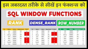 SQL RANK DENSE RANK ROW NUMBER Functions in Hindi | SQL Window Functions