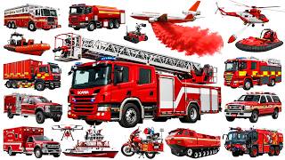 Fire Truck Names & Sounds | Emergency Vehicles for Kids | Rescue Vehicles, Helicopters, Boats