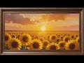 Golden Sunflower Sunset | Endless Summer Fields | Soft Piano Ambience | Frame TV Art 4K