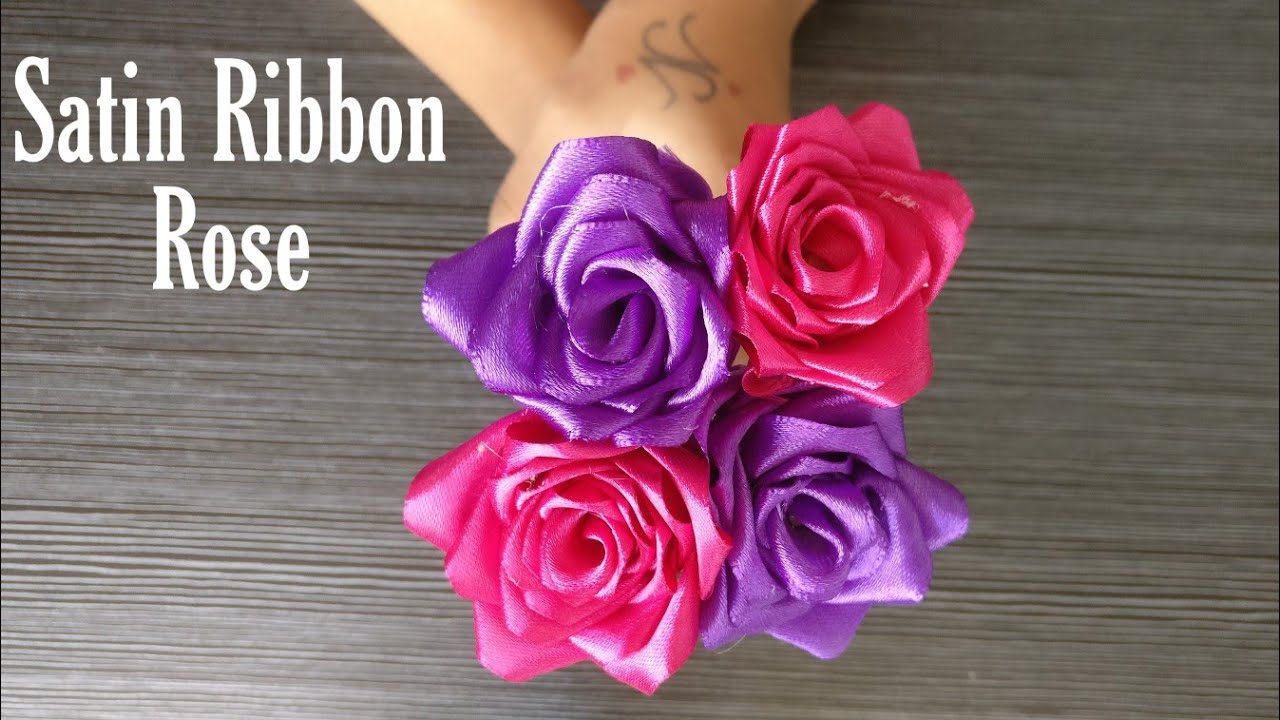 DIY Satin Ribbon flowers, How to make ribbon crafts, Ribbon flower  decoration ideas