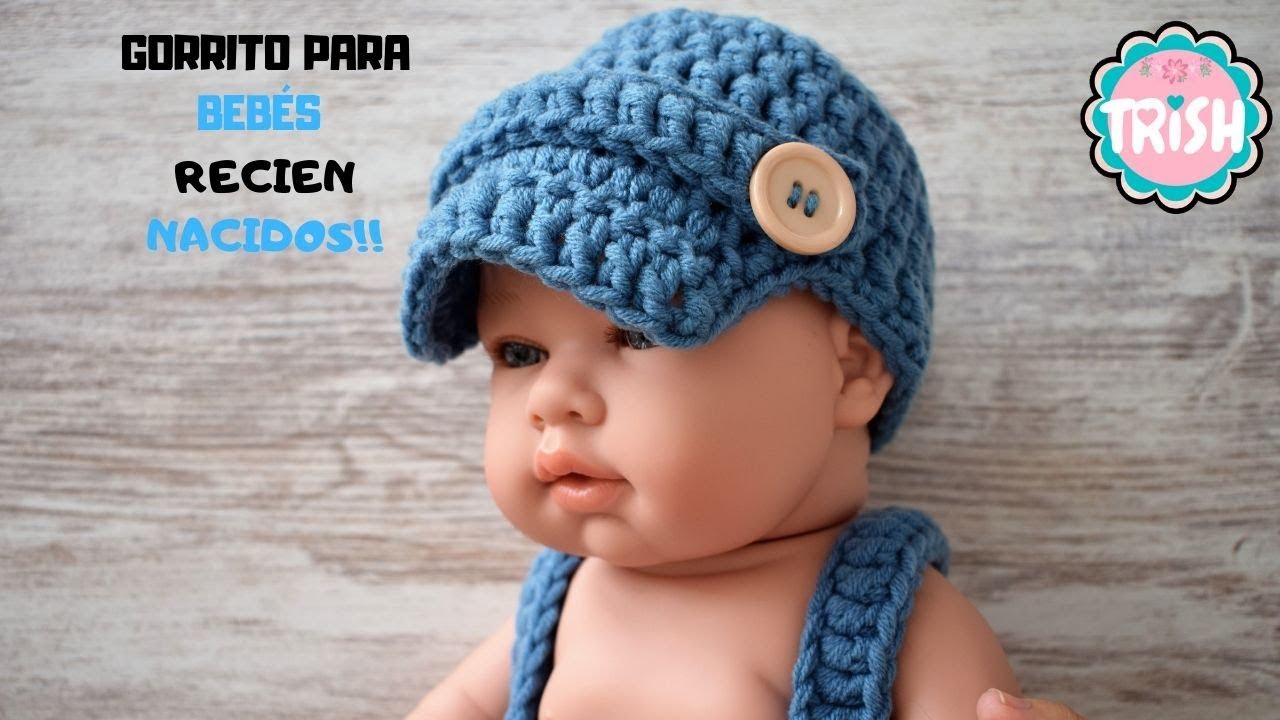 gris Preguntar Arado Gorrito con visera tejido a crochet para bebés | 0 - 1 MESES - YouTube
