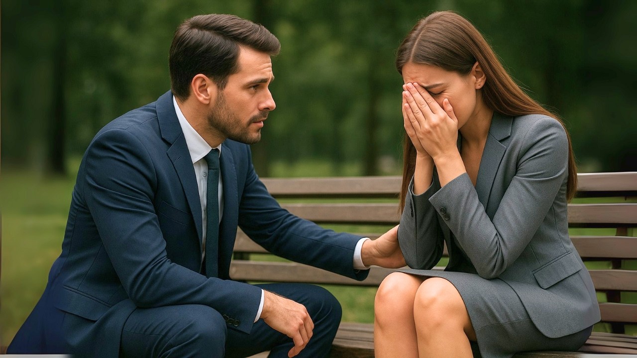 DESESPERADA APÓS SER DEMITIDA, ELA CHORAVA EM UMA PRAÇA...ATÉ UM DESCONHECIDO PARAR E MUDAR TUDO