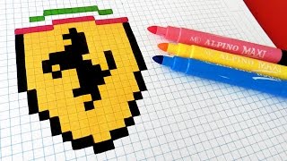 Handmade Pixel Art - How To Draw Ferrari Logo 