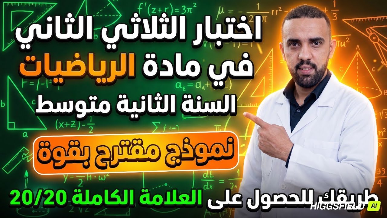 إختبار الثلاثي الثاني في مادة الرياضيات للسنة الثانية متوسط