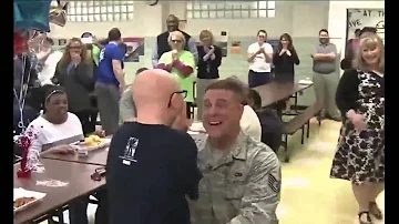 Emotional moment returning military dad surprises Down's syndrome son after 6 months away