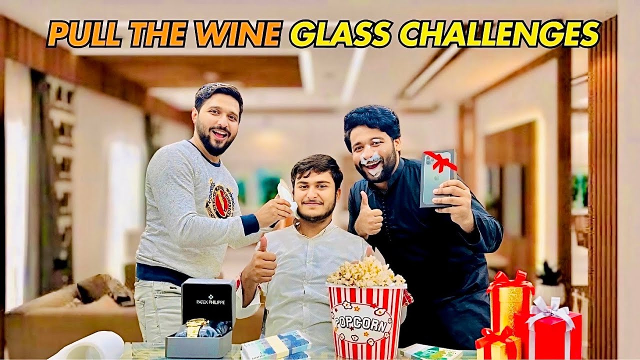 Pull the wine glass challenge ||Win iphone 🤩🥳
