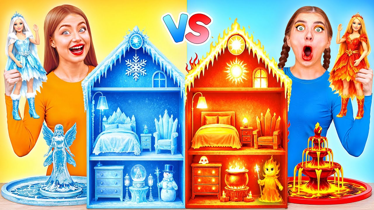 Строим Удивительный Кукольный Домик | Холодный vs Горячий Челлендж от Crazy DO