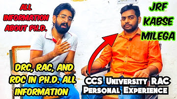 DRC, RAC, And RDC In Ph.D. | RAC Personal Experience At CCS University | Ph.D. Information #phd #ccs