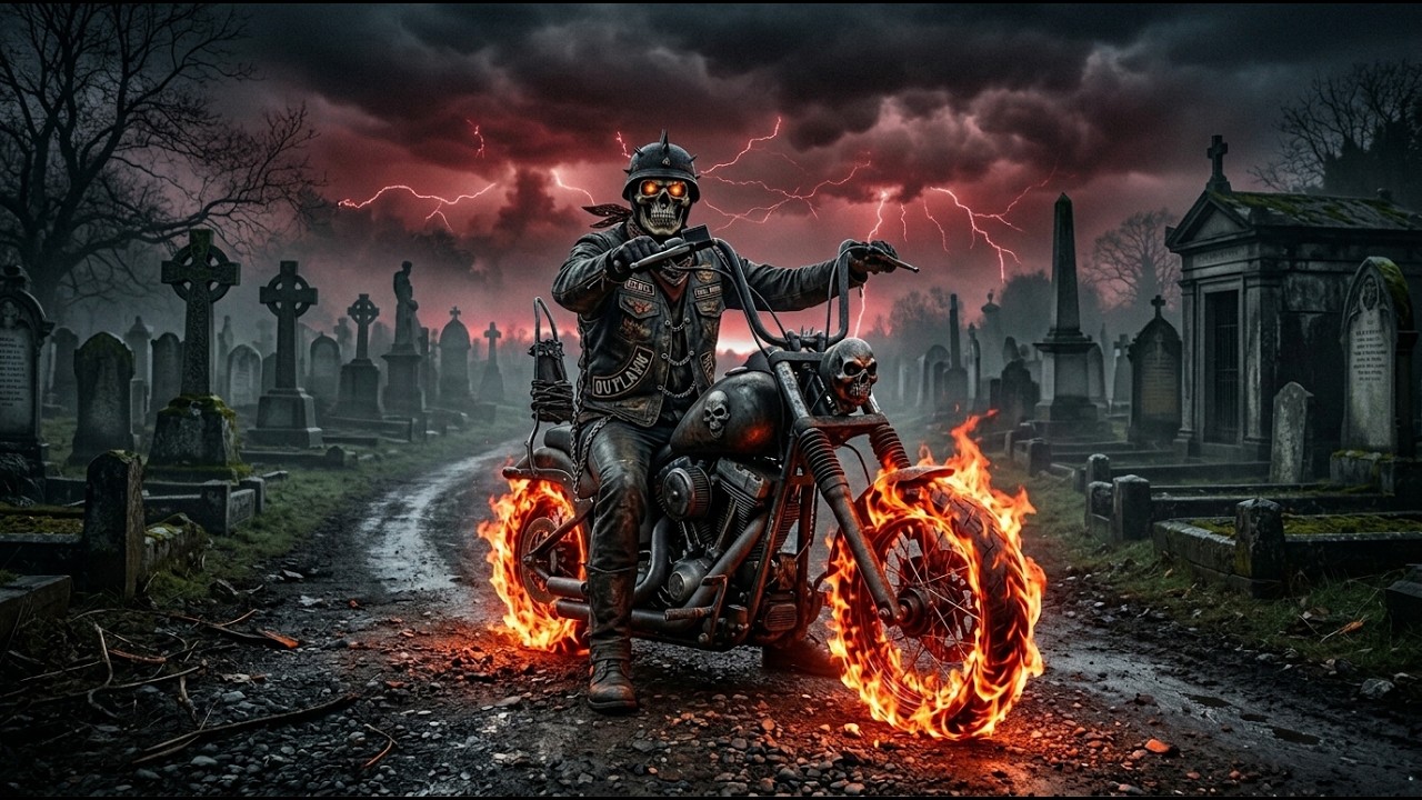 Face to Face with the Lone Skull Rider Beneath the Fading Cemetery Sky #darkcountry