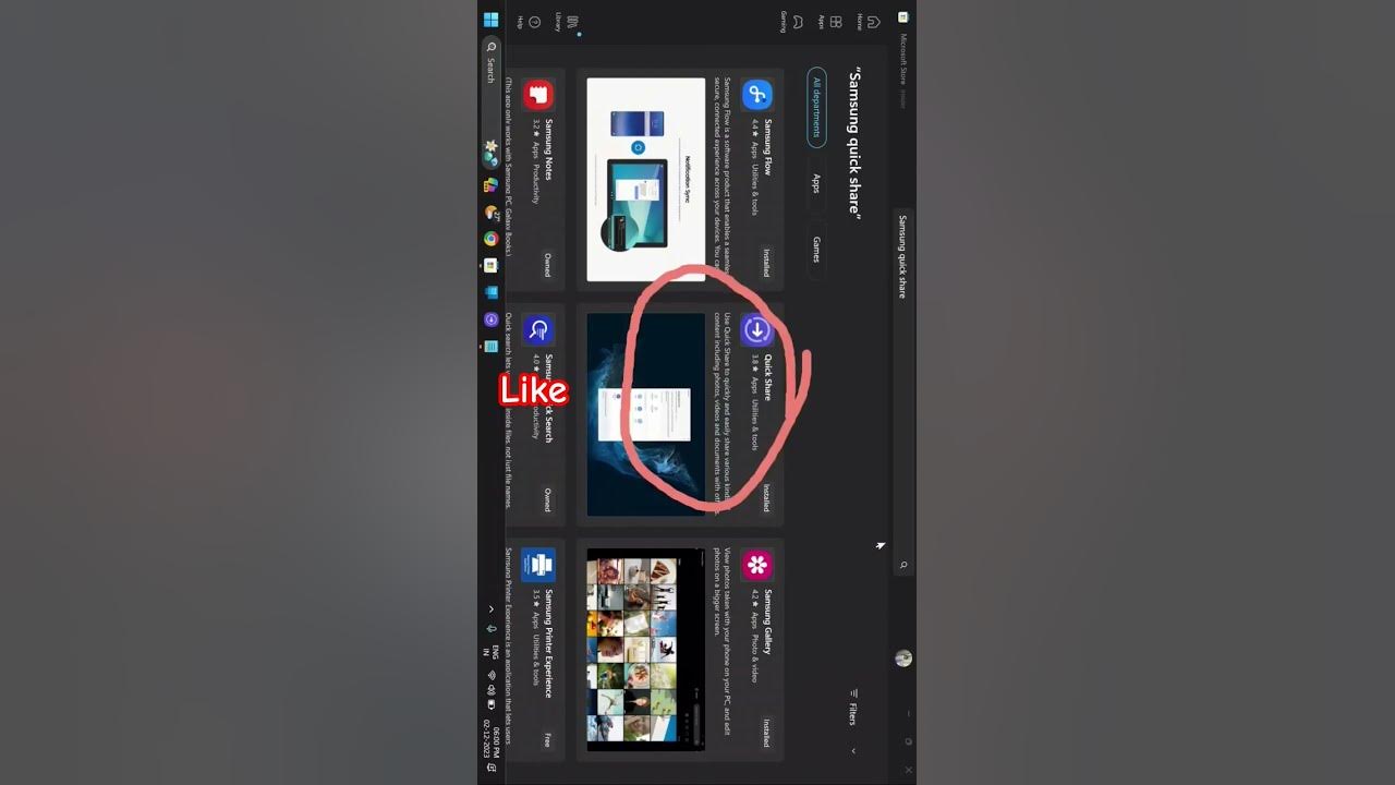 File sharing windows to samsung using quickshare android oneui 