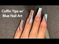 Coffin Nails with Blue Nail Art | Safiya Jordan