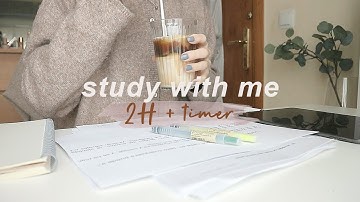 2 hour study with me no break, real time, no music, fire crackling, studyasmr, with timer