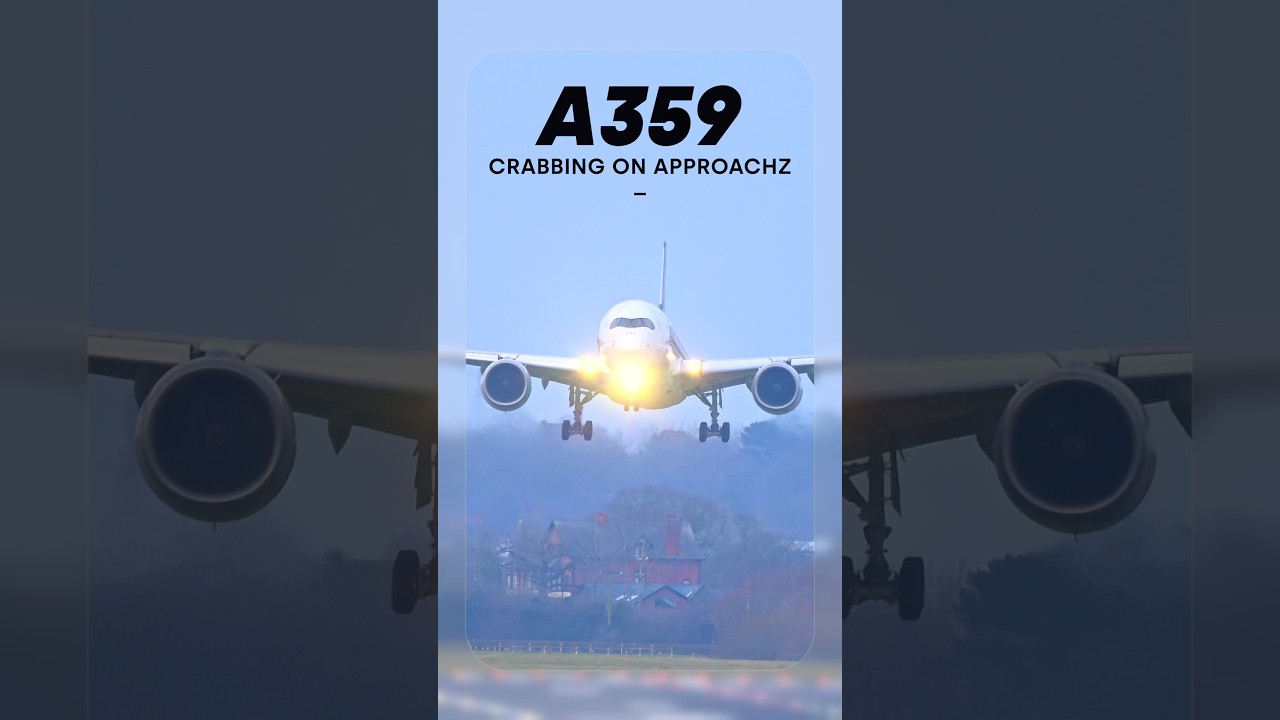 Singapore A350 crosswind arrival – angled touchdown