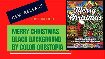Merry Christmas Black Background By Color Questopia | Adult Coloring
