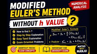 Modified Euler’s Method Without h Value | Numerical Analysis in Tamil