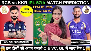 RCB vs KKR Today Match Prediction | Royal Challengers Bengaluru vs Kolkata Knight Riders | IPL 2026 