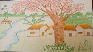 spring easy season drawing scenery draw painting
