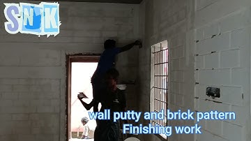 Interlock bricks 🧱 brick pattern wall putty work , Finishing work