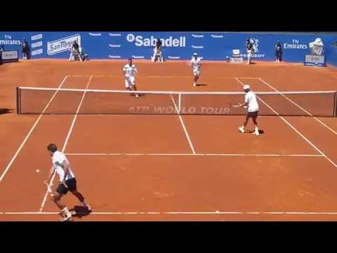 Huta Galung &amp; Robert v Nestor &amp; Zimonjic; Barcelona 2014; Match Point.