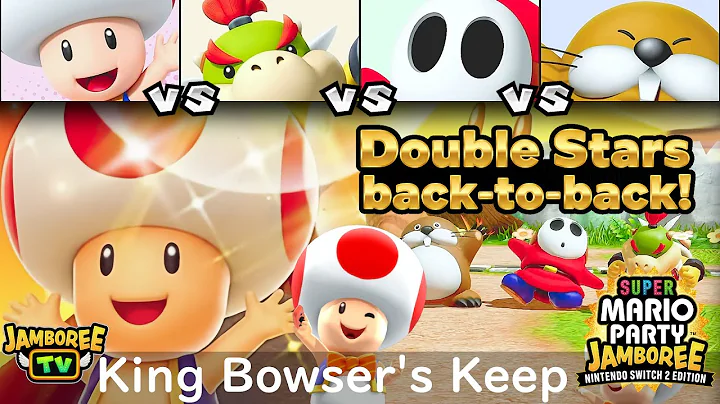 Super Mario Party Jamboree TV Toad vs Bowser Jr. vs Shy Guy vs Monty Mole in King Bowser's Keep