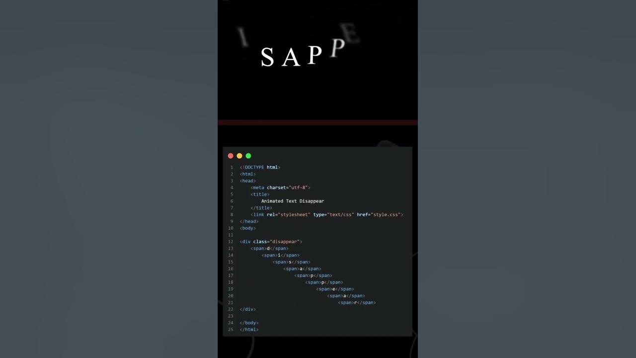 Animated Text Disappear Using Html & Css 😋😎🥰#html #css #htmlshorts # ...