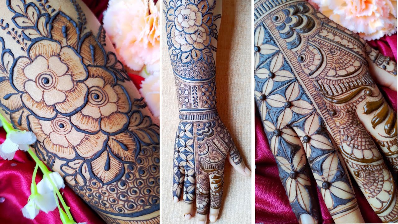 New Bridal Mehndi Design for Back Hands with Floral Bunch | Dulhan ...