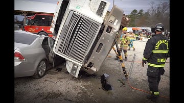 Heavy Lifting and Stabilization Training: Semi Truck Rolled on Top of Car