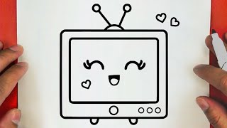كيف ترسم تليفزيون كيوت وسهل خطوة بخطوة / رسم سهل / تعليم الرسم للمبتدئين || Cute TV Drawing
