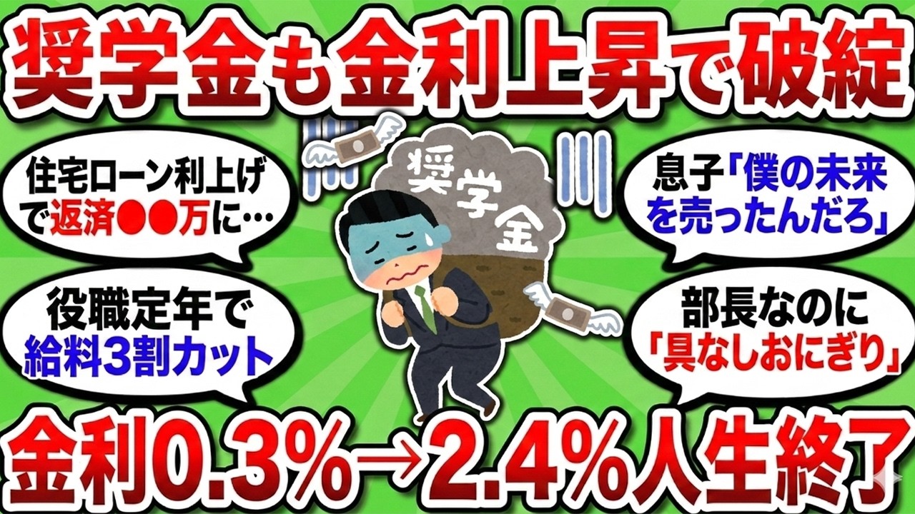 【2ch有益スレ】金利0.3%→2.4%に上昇！住宅ローン×奨学金返済の二重苦！借金地獄になったパパの末路ｗ