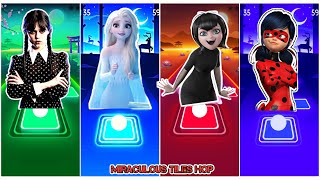 Wednesday Addams 🆚️ Elsa Frozen 🆚️ Mavis Dracula 🆚️ Miraculous Ladybug 🎶 Tiles Hop Edm Rush