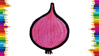 How to draw an onion easy || onion drawing step by step || how to draw onion || vegetable drawing ||