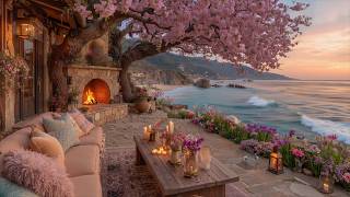 Cozy Spring Morning on an Ocean Porch 🌸 Soft Piano, Warm Fireplace & Nature Sounds for Study & Work screenshot 3