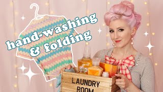 Cleaning and Caring for Vintage Clothing w\/ method (ASMR soft spoken + washing, package tapping)