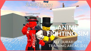 All Durability Training Areas| Anime Fighting Simulator (D1)