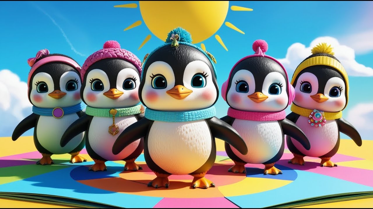 Five Little Penguins Song + More Funny Cute 3D Baby Penguin Songs # ...