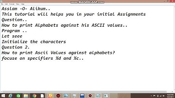 How to print ASCII values against ALPHABETS  simple C program..
