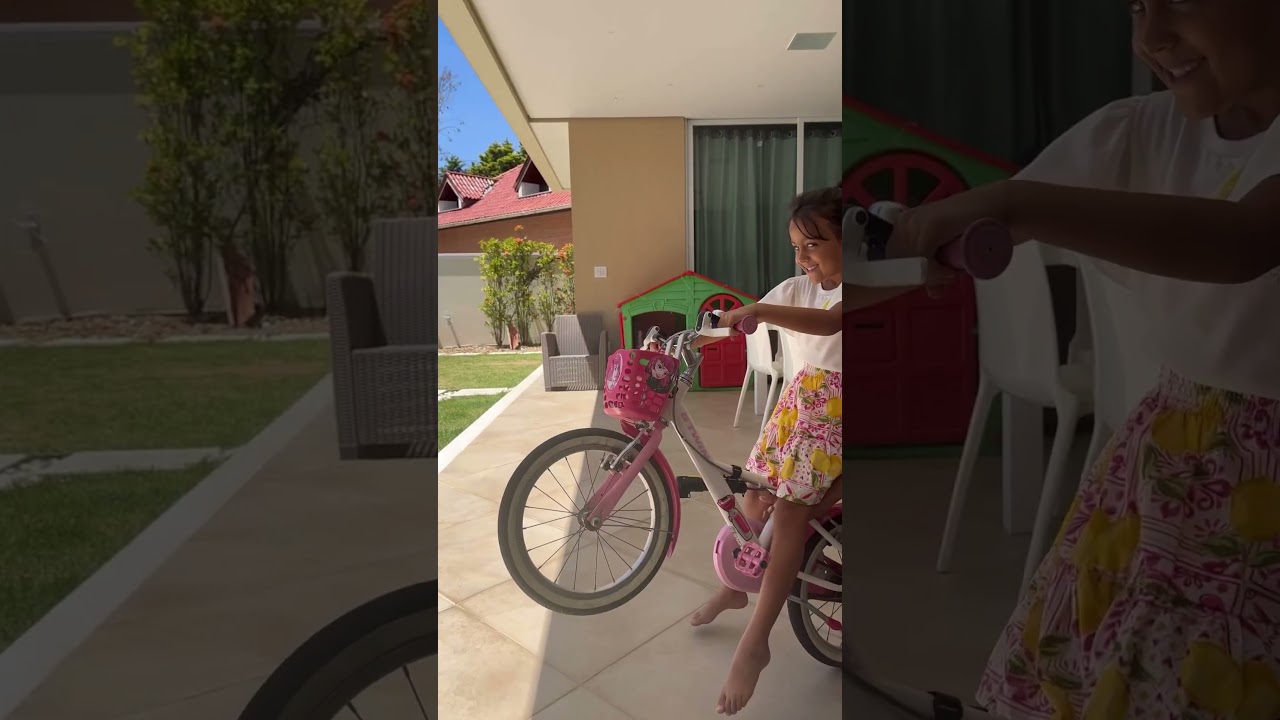 Quando uma criança decide testar sua bicicleta nova 