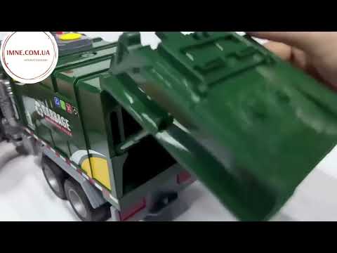 Музыкальная фура конструктор игрушечный грузовик мусоровоз с подвижными деталями 1:10 Инерция свет звук и пар, видео 1