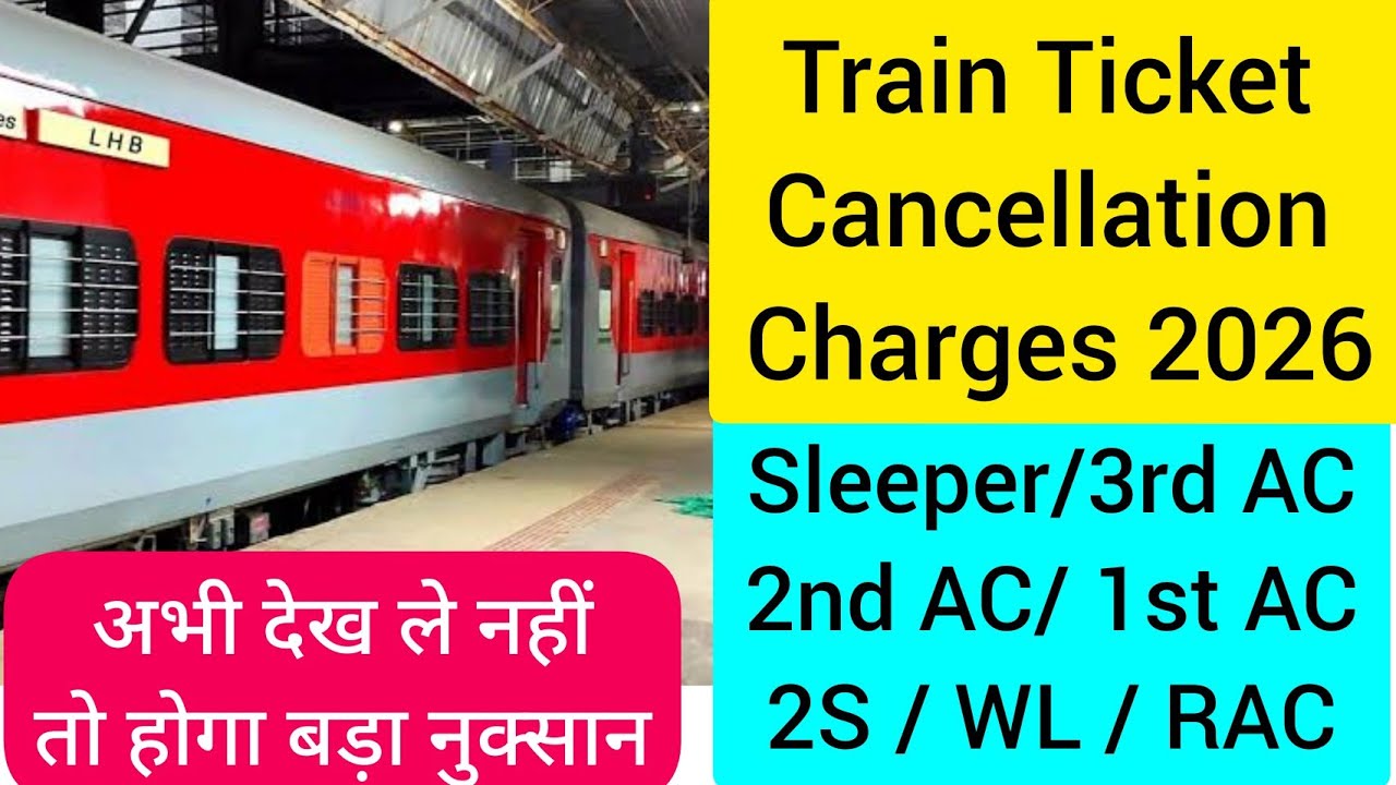 Train Ticket Cancellation Charges 2026 |Confirm ticket cancellation refund| 1AC 2AC 3AC SL 2S| IRCTC