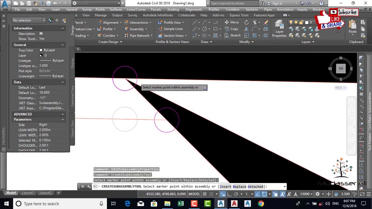 AutoCAD Civil 3D in URDU | Draw Shoulder With Slope In Sub assembly ...
