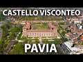 Visto dal drone castello visconteo di pavia  musei civici italy lombardy aerial view  4k