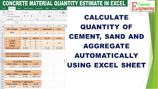 Quantity of Materials in Concrete using Excel (Hinglish) screenshot 5