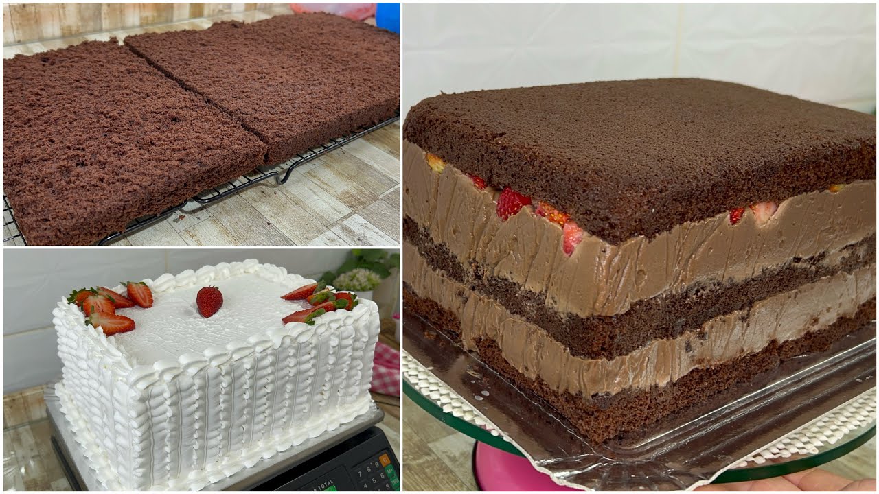 BOLO PARA 50 FATIAS, com brigadeiro trufado e esse recheio derrete na boca. Receita completa.￼