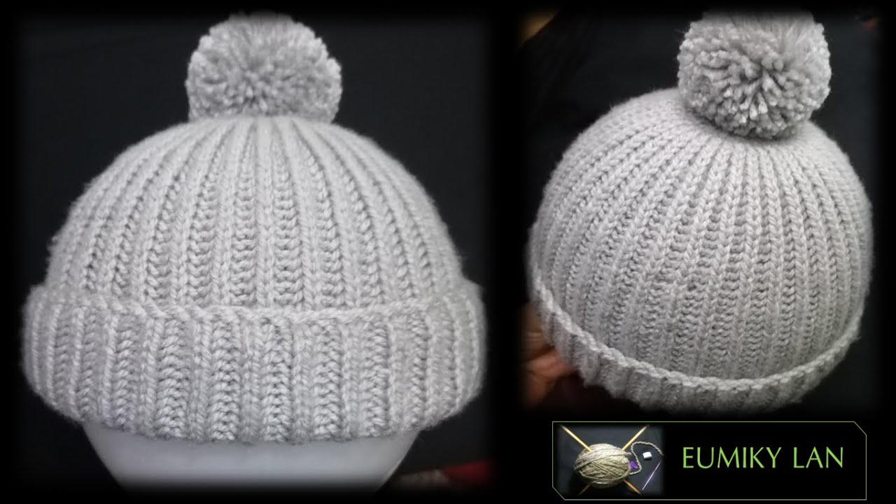 GORRO CON PUNTO INGLES (Utilizando agujas rectas) - Tejido dos -