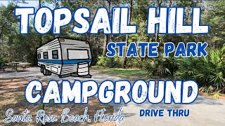 TopSail Hill Preserve State Park Campground Tour, Cabins & Tents. Santa Rosa Beach, Florida